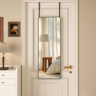 Transitional Over The Door Mirror Thin Matte Frame Bedroom Decor