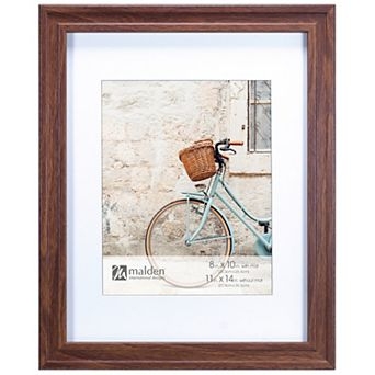 Transitional Wood Grain Wall Decor Frame with White Mat