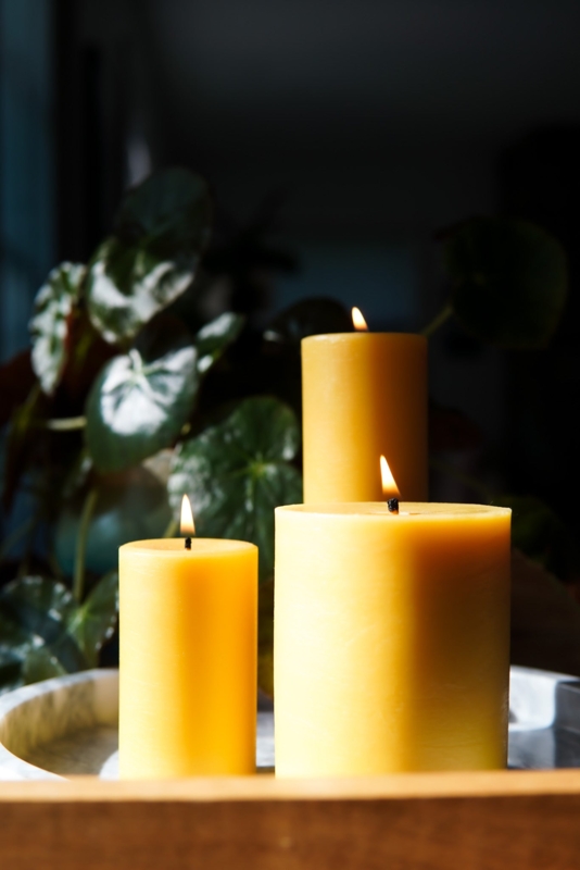 Trio of Smooth Pillar Candles, Matte Finish, Earthy Mantle Decor