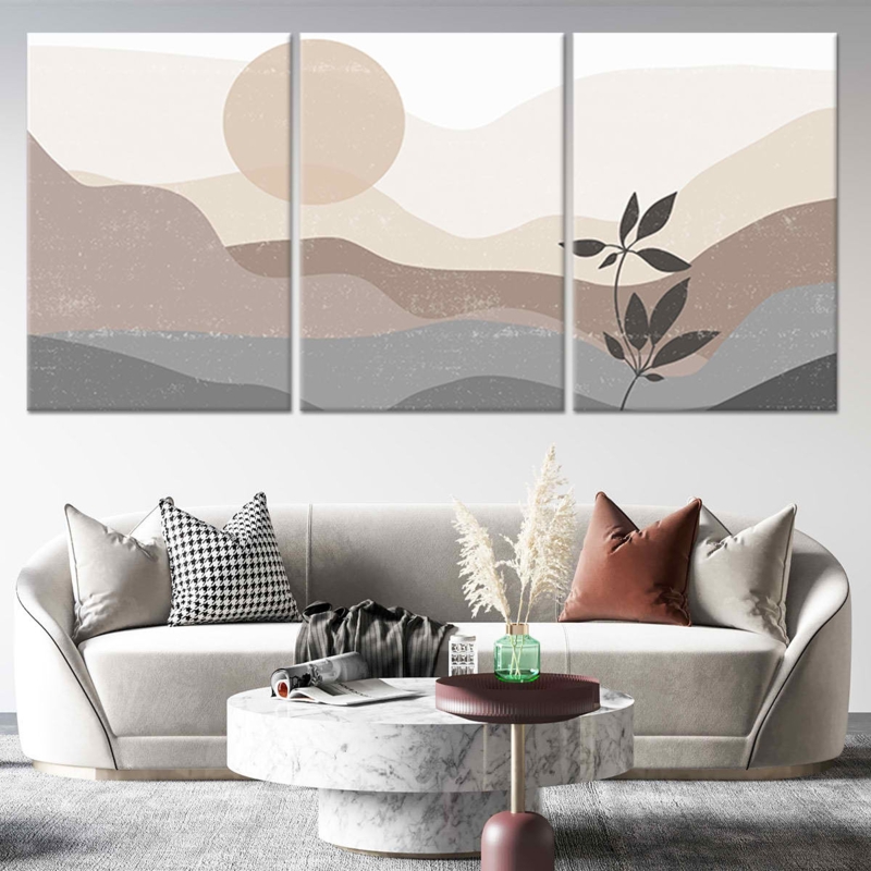 Triptych Landscape Wall Art Ideas, Muted Tone Canvas Set