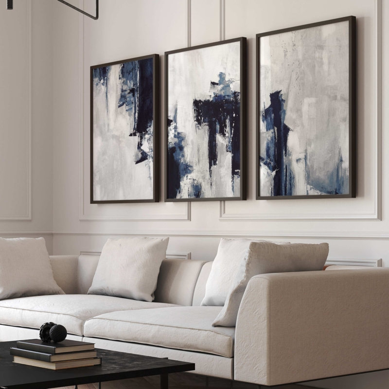 Triptych Wall Art Large Scale Prints for Transitional Living Room