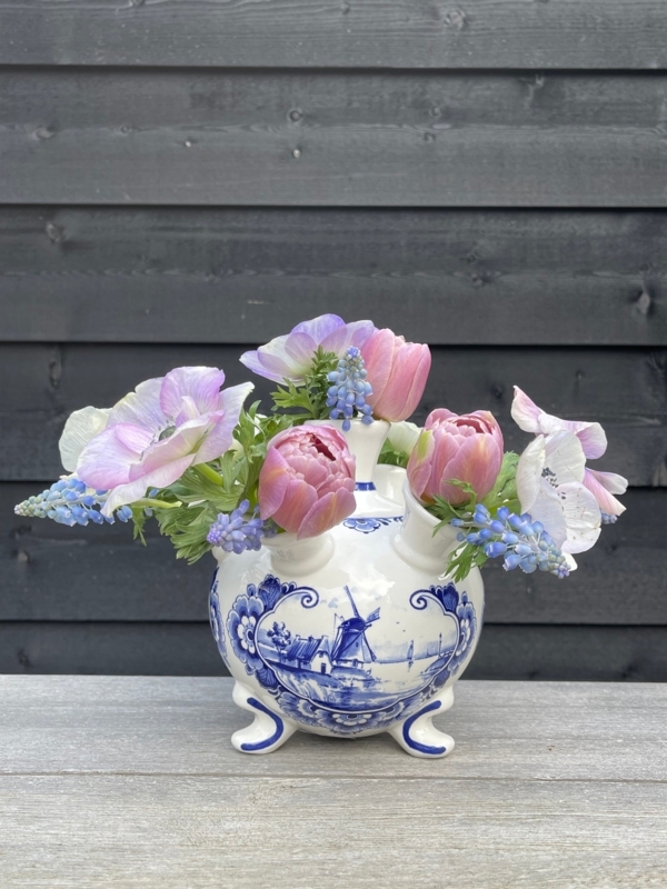 Tulip Vase Windmill Landscape Delft Blue Pattern Ceramic