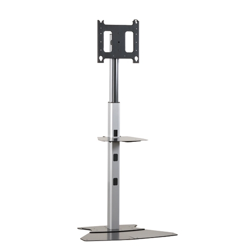 TV Floor Stand Adjustable with Integrated Shelf & Telescoping Pole