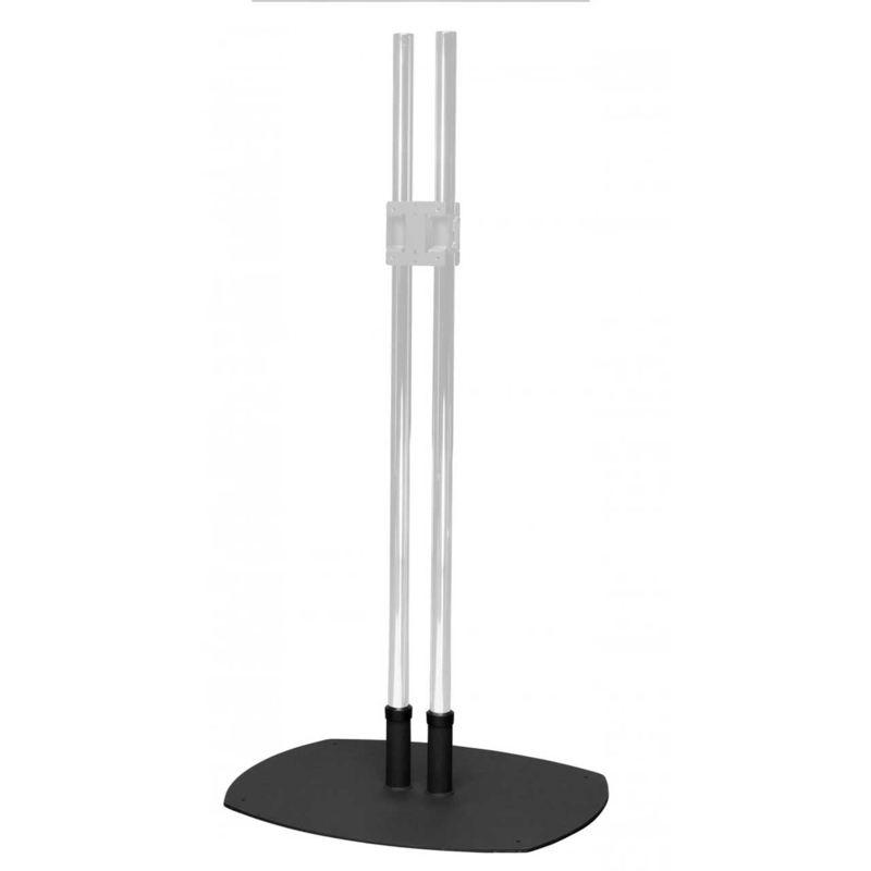 Tv Floor Stand Dual Pole Design Matte Base Silver Poles Industrial
