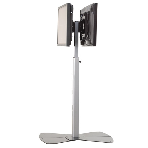 TV Stand Dual Monitor Floor Mount with Back-to-Back Design & Wide Base