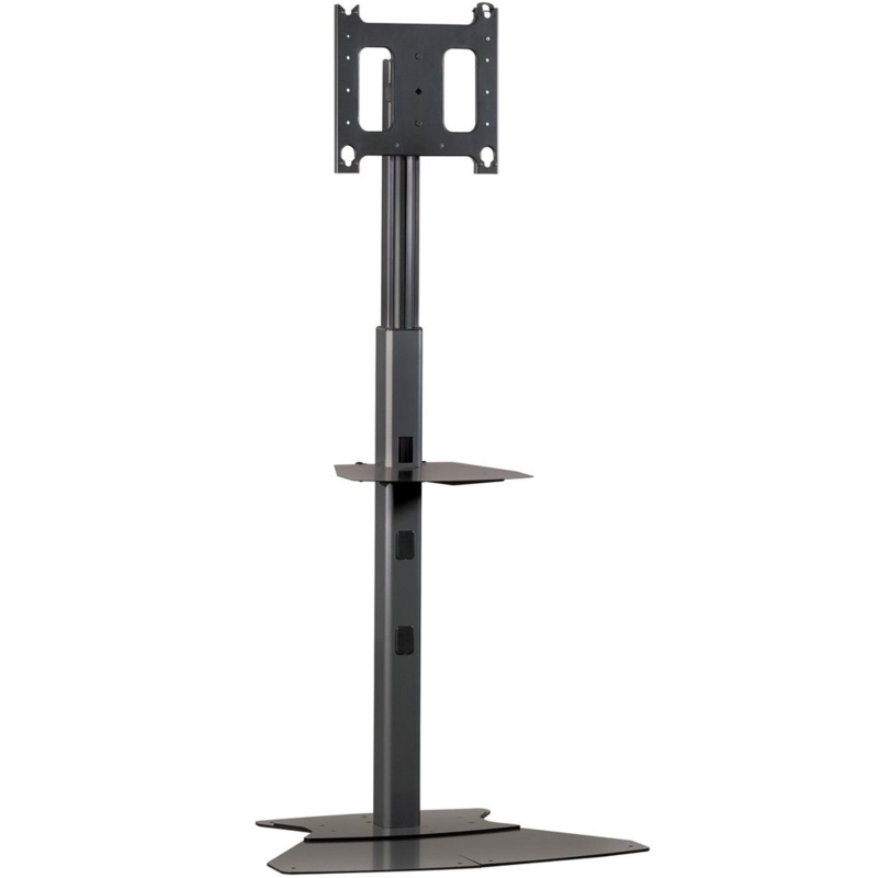 Tv Stand Integrated Shelf Wide Base Telescoping Pole Industrial Style