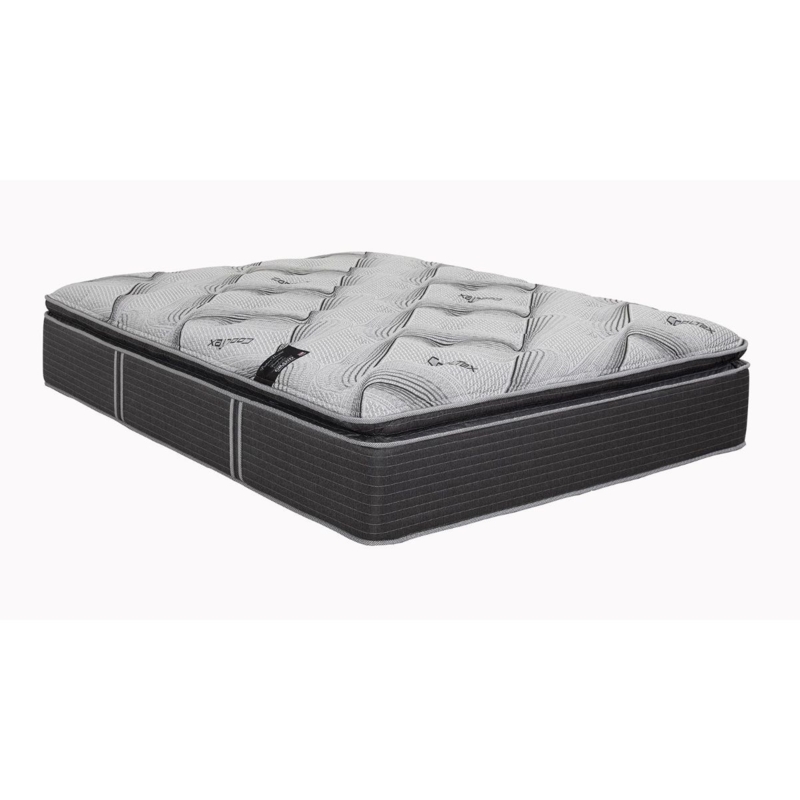 Two-Tone Pillow Top Mattress, Dark Gray Ribbed Sides, High Profile.