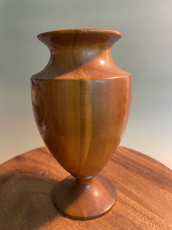 Urn Vase Traditional Pedestal Stand High Gloss Wood Finish Flared Rim