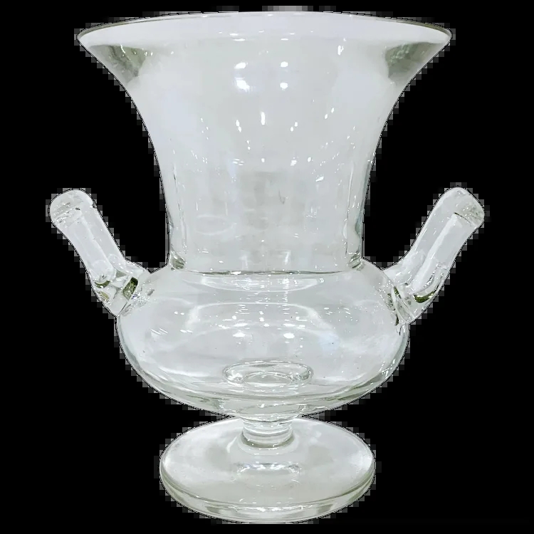 Urn Vase with Flared Rim, Double Handles, Pedestal Base, Vintage.