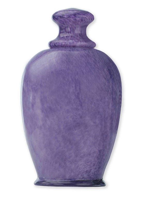 Urn, Violet Mottled Glass Amphora Silhouette, Memorial Vessel