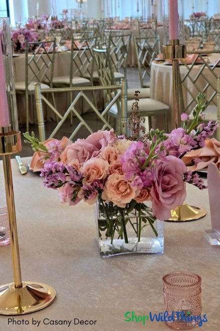 Vase Acrylic Cube Low Profile Modern Floral Centerpiece