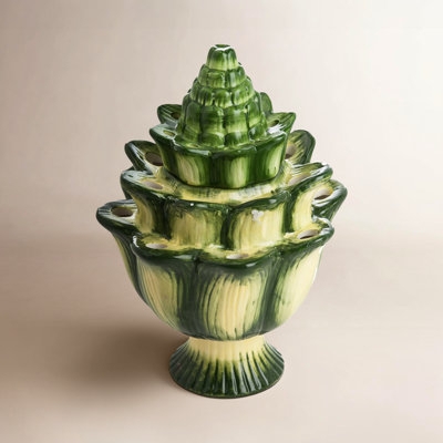 Vase Artichoke Shape Ceramic Traditional Tiered Flower Holder