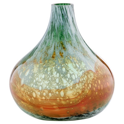 Vase: Artisanal Glass with Tri-Color Gradient & Bubble Texture