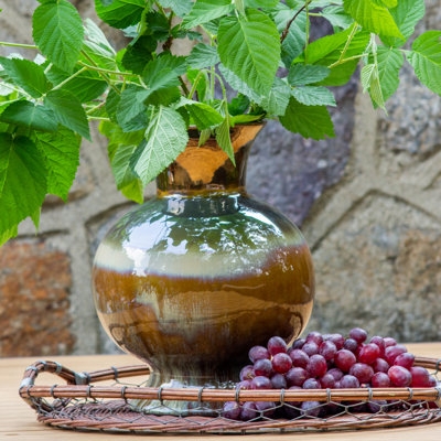 Vase: Ceramic Globe Silhouette with Flared Rim & Ombre Glaze