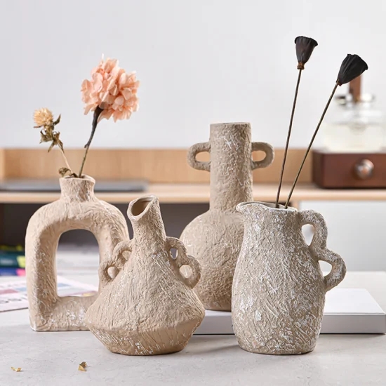Vase Collection Raw Stoneware Finish Sculptural Silhouettes Hand Built