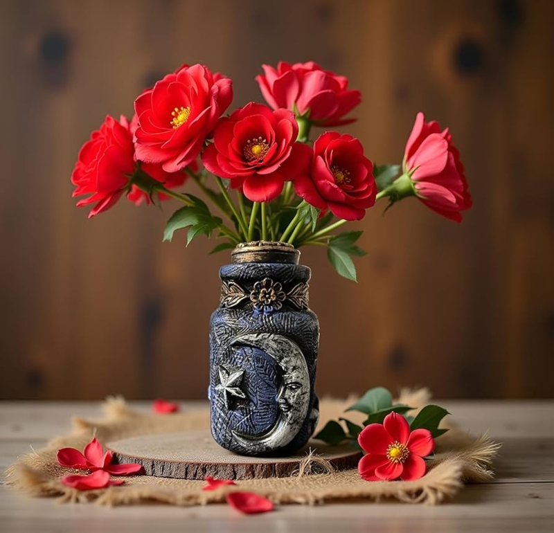 Vase Crescent Moon Motif Star Motif Gothic Home Decor