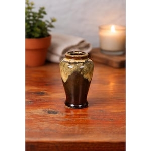 Vase Drip Glaze Small Scale Earthy Tones Ceramic Mottled Texture