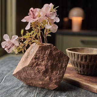 Vase Geometric Stone Like Texture Terracotta Organic Modern