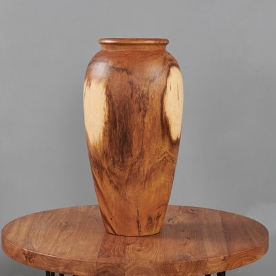 Vase High Contrast Wood Grain Flared Rim Organic Modern Decorative Urn