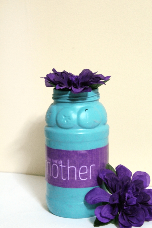 Vase Matte Teal And Purple Palette Mother Graphic Label DIY Craft