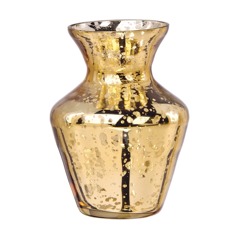 Vase Mercury Glass Mini Urn Vintage Style Mottled Antique Finish Glam