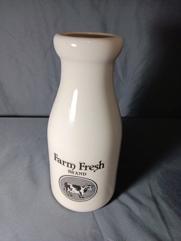 Vase Milk Bottle Silhouette Glossy White Ceramic Farmhouse