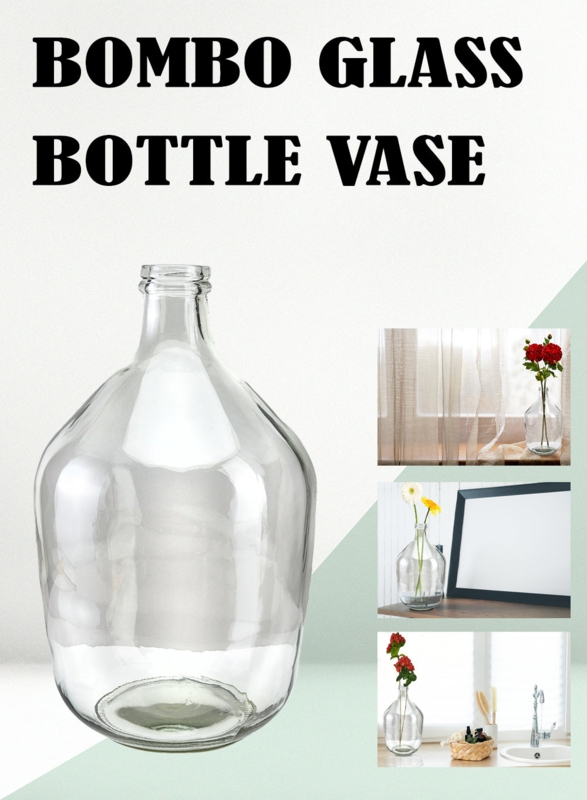 Vase: Minimalist Glass Bottle Silhouette, Narrow Neck, Rounded Base