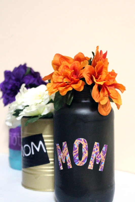 Vase Personalized Lettering Mixed Textures DIY Personalized Flower Vases