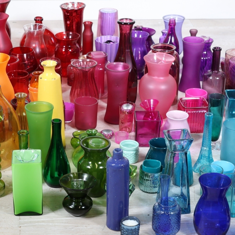 Vase Rainbow Spectrum Diverse Shapes Maximalist Glass Vase Collection