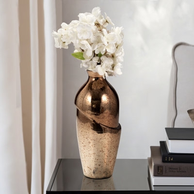 Vase Sculptural Indented Form Metallic Ombre High Gloss Glam