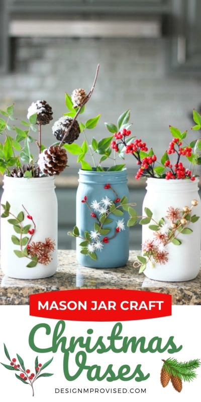 Vase Set Dusty Blue Accent DIY Mason Jar Christmas Vases