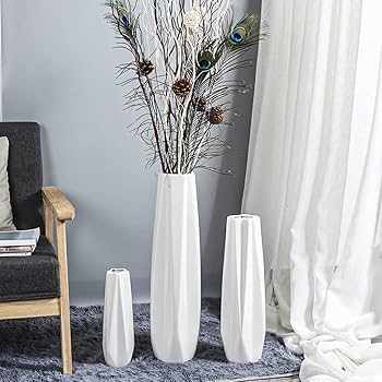 Vase Set Faceted Surface Geometric Ceramic Trio Contemporary Decor