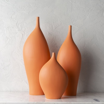Vase Set Graduated Heights, Organic Matte Ceramic, Minimalist Decor.
