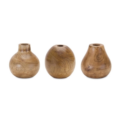Vase Set Miniature Organic Wood Bud Vases Natural Grain