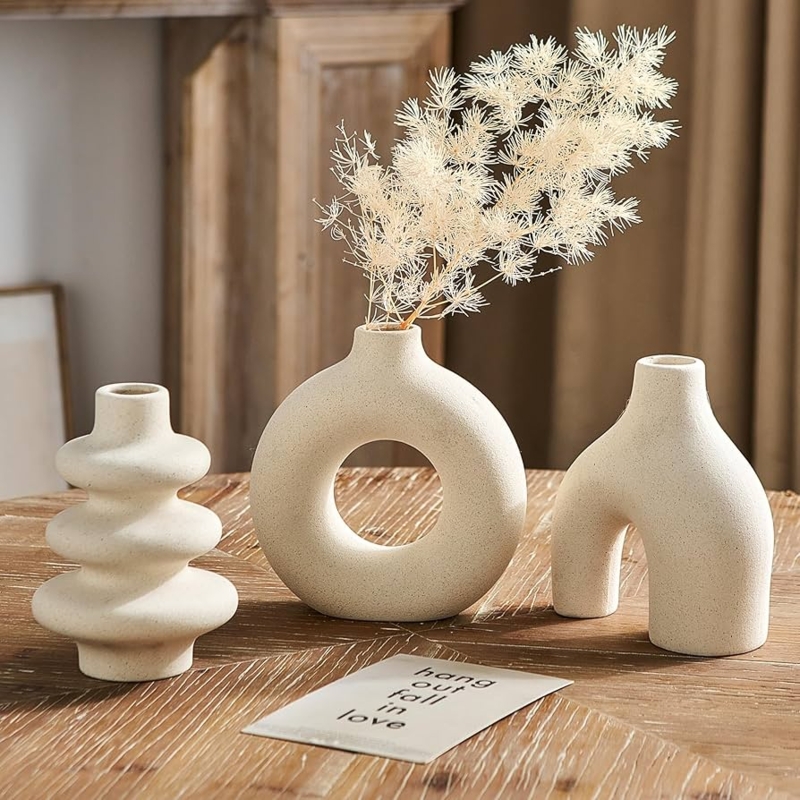 Vase Set, Sculptural Matte Ceramic, Organic Forms, Minimalist Japandi Style