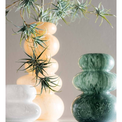 Vase Set Stacked Segments Bulbous Silhouette Stacked Bulb Glass Vase Set