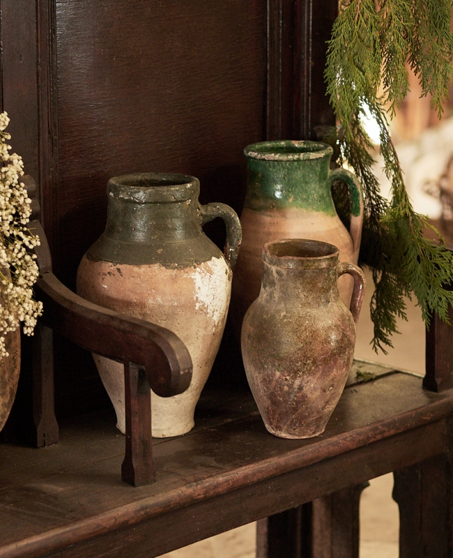 Vase Set: Vintage Turkish Terracotta Drip Glaze Pottery (60 chars)
