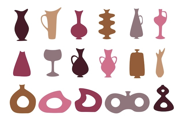 Vase Silhouettes Abstract Forms Earthy Tone Decor Palette