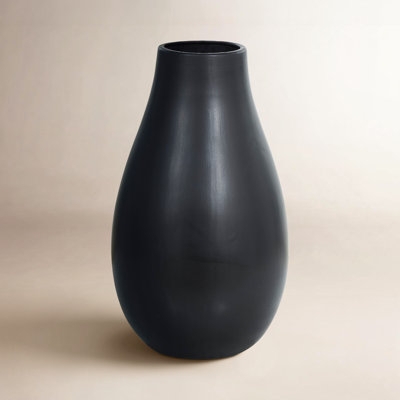 Vase Teardrop Silhouette Minimalist Matte Black Ceramic Vessel Decor