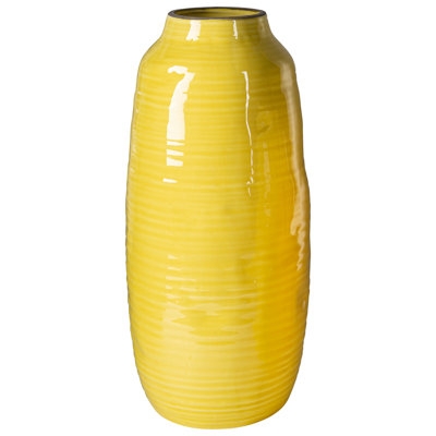 Vase Textured Ceramic Shelf Decor, Ribbed Texture, Organic Silhouette