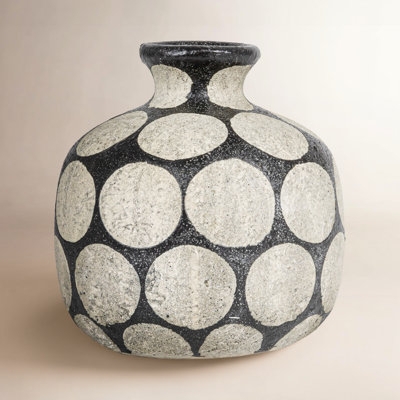 Vase with Large Dot Pattern in Textured Terracotta Artisan Vessel