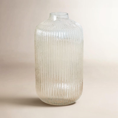 Vase with Vertical Ribbing: Coastal Style Clear Glass Decor