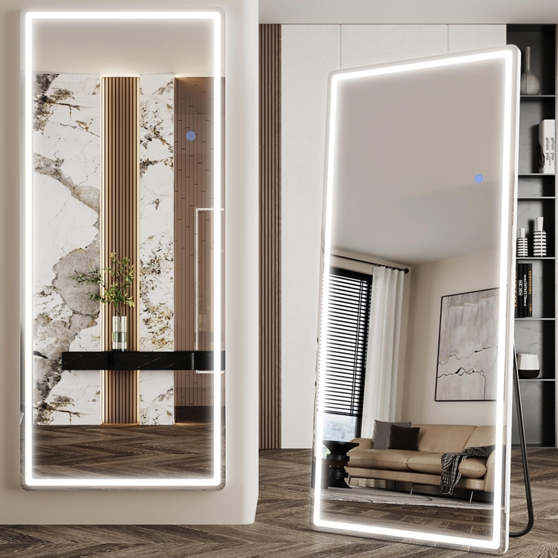 Versatile Full Length Mirror, LED Lighted Border, Touch Sensor
