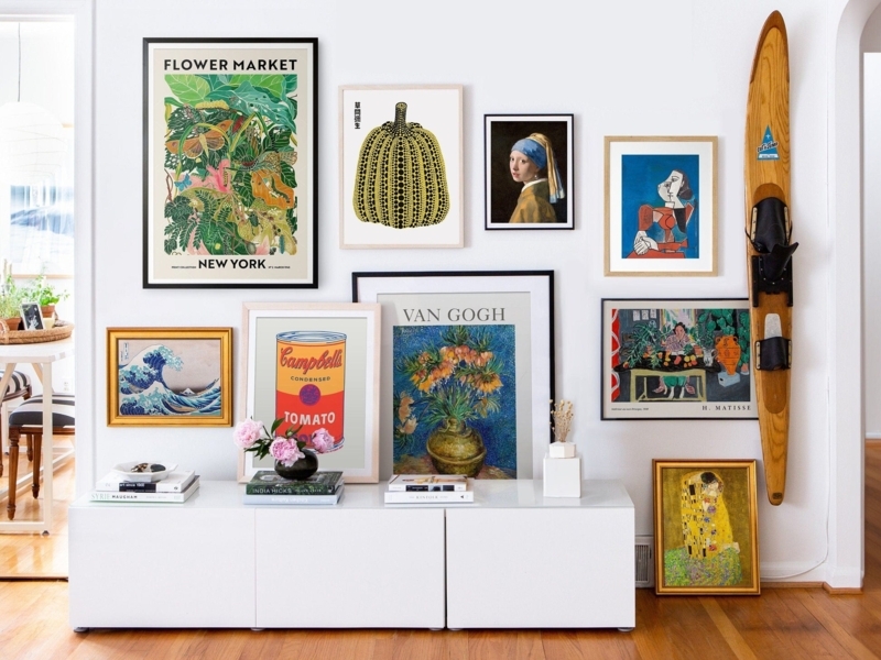 Vibrant Eclectic Gallery Wall Set of 9 Famous Artist Prints