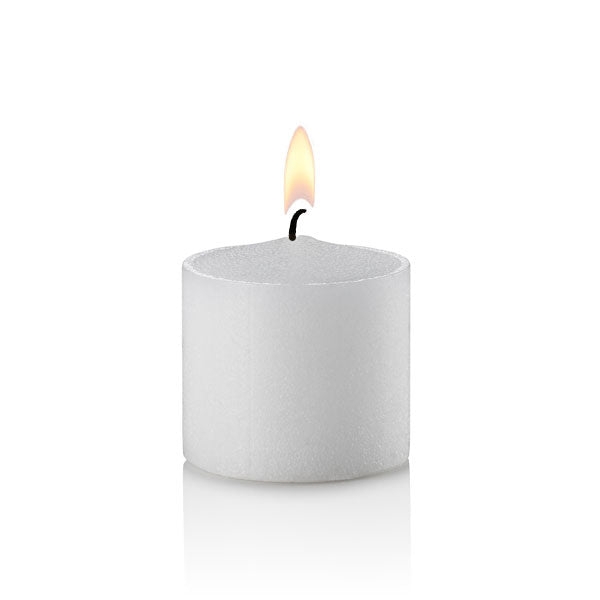 Votive Candle, Textured Surface, Matte Finish, Lit Wick, Minimalist
