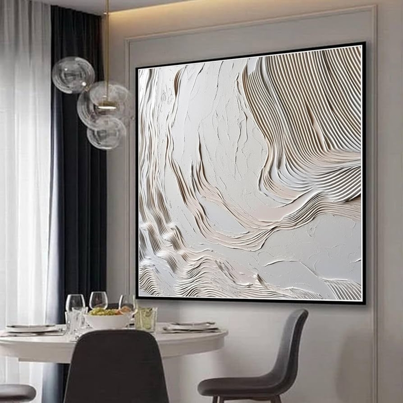 Wall Art: 3D Wave Ridges, Black Frame, Square, 3D Abstract Painting
