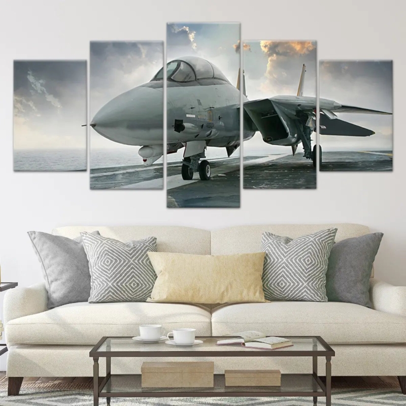 Wall Art 5-Panel Canvas Aviation Theme Split Canvas Design