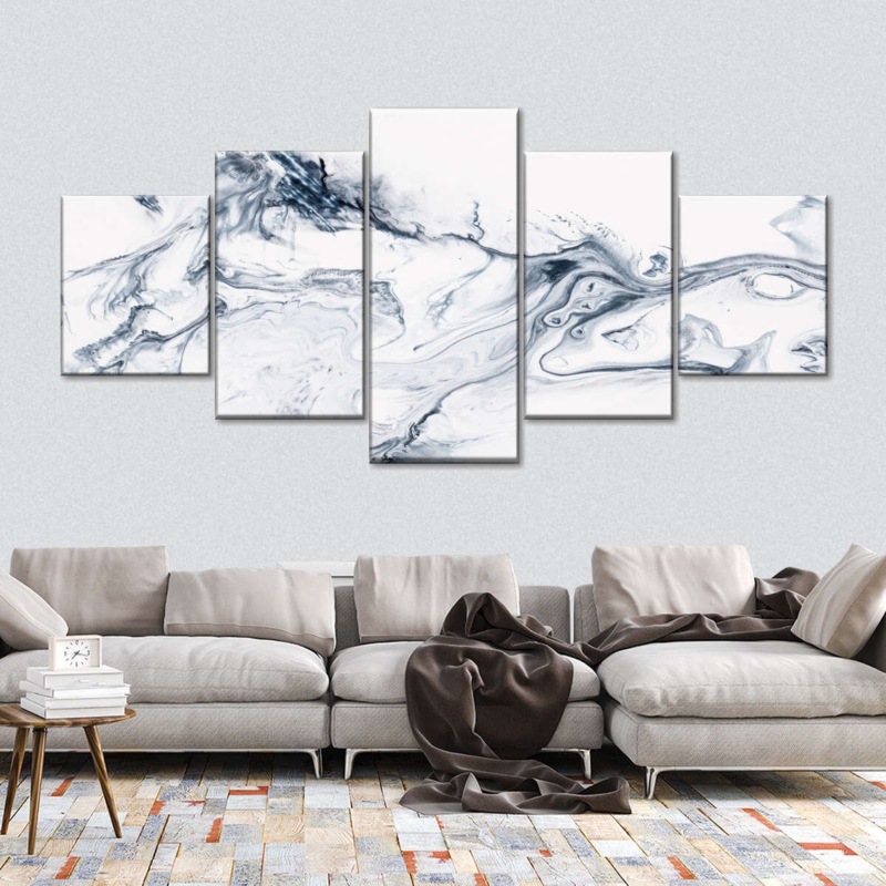 Wall Art 5 Panel Layout Fluid Marble Design Canvas Set