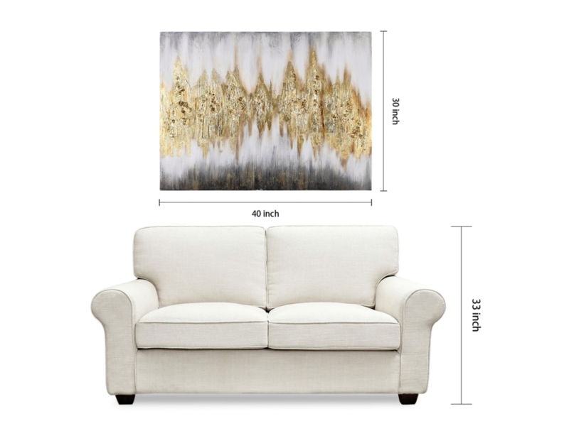 Wall Art: Abstract Canvas with Metallic Gold and Dimension Annotations