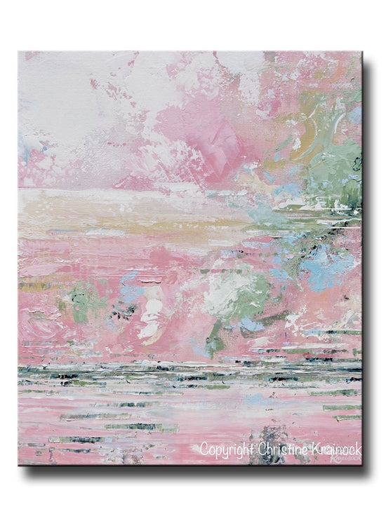 Wall Art Abstract Impasto Texture Horizontal Strokes, Textured Coastal Landscape Art